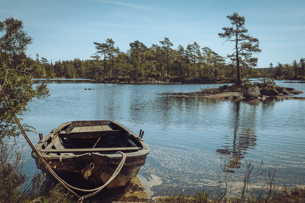 A lonely rowing boat at KynnefjÀll Nature Reserve in Sweden